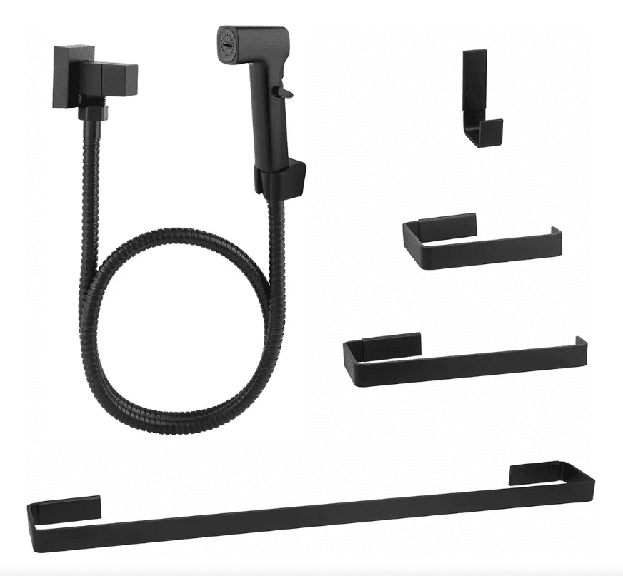 Kit Aurea Banheiro Inox 304 com Porta-toalhas, Papeleira, Cabide e Ducha — foto 1